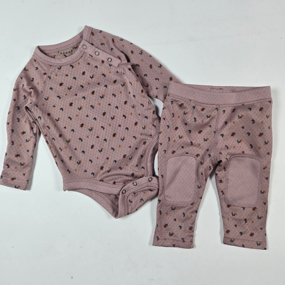 Patagonia Capilene Baselayer Set Baby 0-3M Pink Floral Bodysuit Leggings